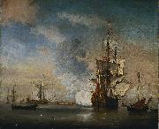 Willem Van de Velde The Younger English Warship Firing a Salute oil on canvas
